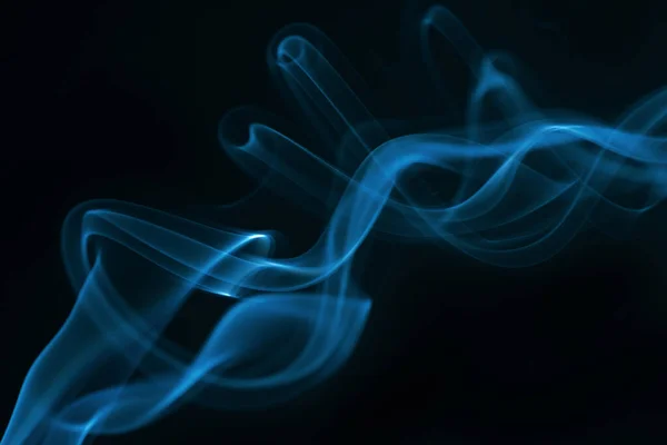 Blue Smoke Isolated Black Background — Stock Photo, Image