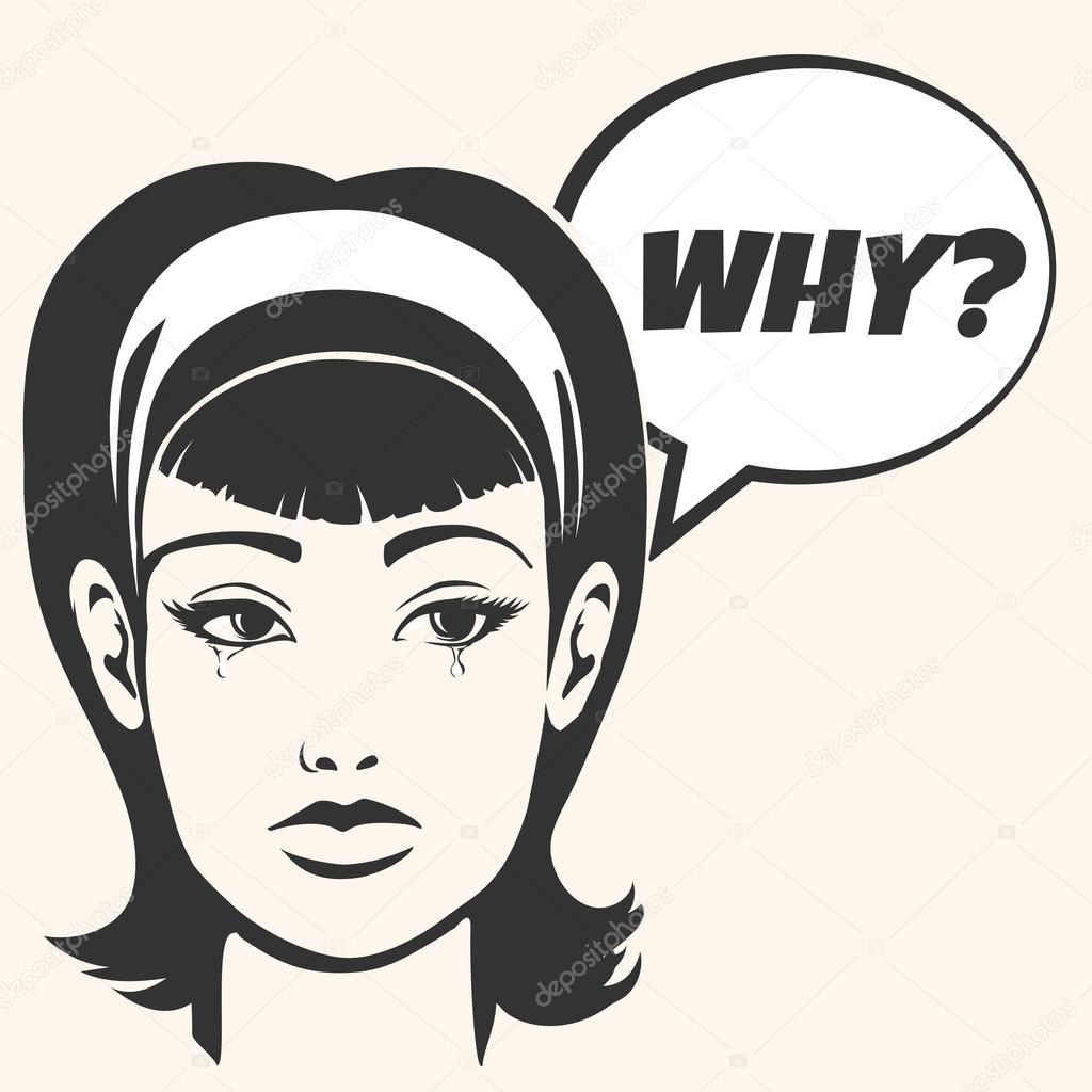 Płacząca Kobieta W Stylu Retro Grafika Wektorowa