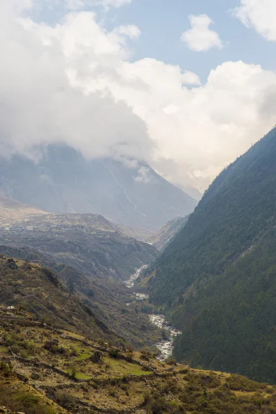 Berg rivier onder Himalaya, Langtang, Nepal — Stockfoto