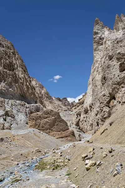 Rivière dans le ravin d'immenses montagnes — Photo