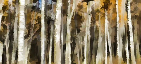 Upadek brzozowego lasu streszczenie tło ilustracja — Zdjęcie stockowe