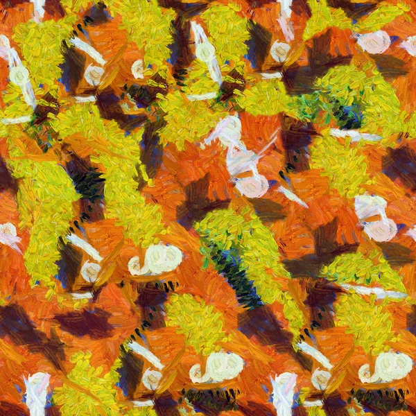Желто-оранжевый белый узор маслом мажет текстуру картины — стоковое фото