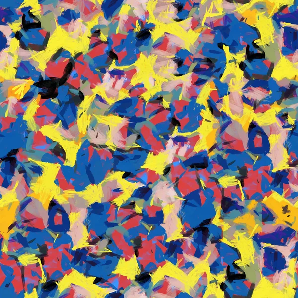 Amarelo azul vermelho abstrato sem costura padrão óleo traços textura pintura — Fotografia de Stock