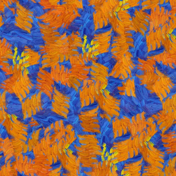 오렌지 블루 추상 원활한 패턴 오일 획 텍스처 페인팅 스톡 사진