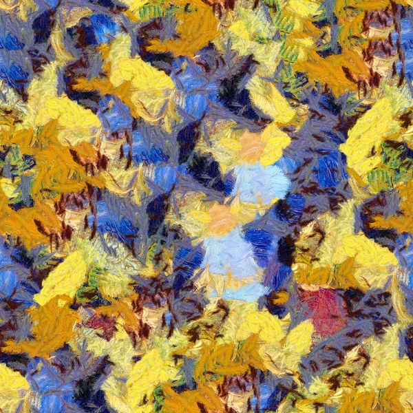 노란색 파란색 빨간색 추상 원활한 패턴 오일 획 텍스처 페인팅 스톡 이미지