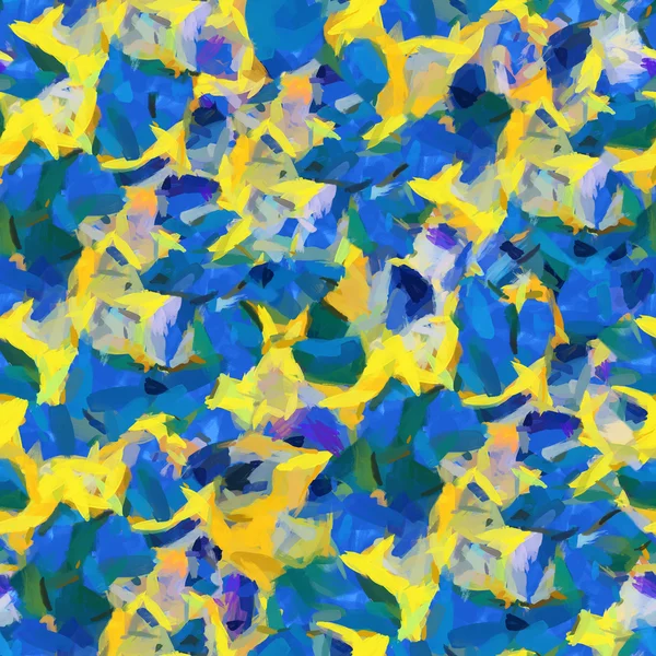 노란색 파란색 추상 원활한 패턴 오일 획 텍스처 페인팅 — 스톡 사진