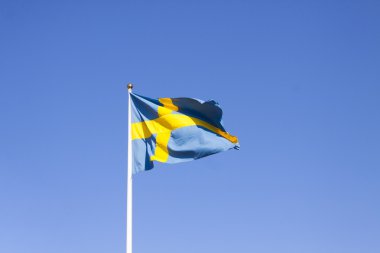 Mavi sarı İsveç bandıralı