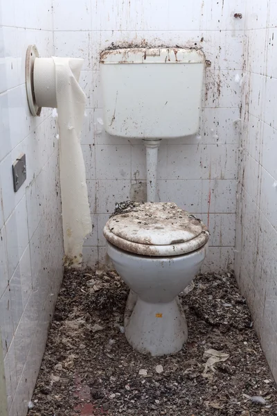 Брудні туалети в старому покинутому будинку — стокове фото