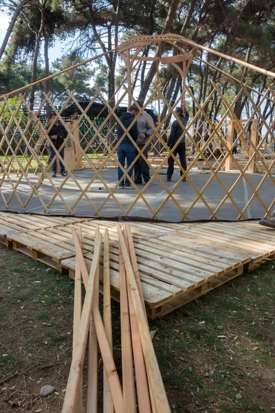 Escena de construcción yurta — Foto de Stock