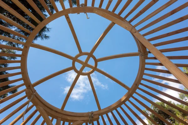 Construyendo una yurta, llamada ger — Foto de Stock