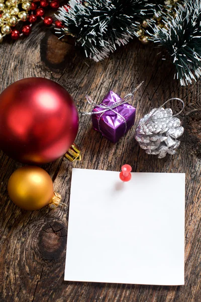 Little New year tree toys and a letter — Stock Photo, Image