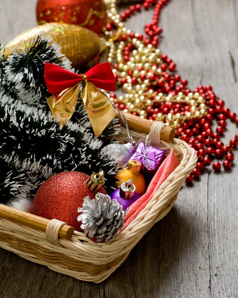 Little New year tree toys in the box — Stock Photo, Image