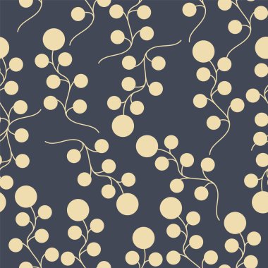 Kusursuz desenli, soyut çiçekler ve mavi arka planda altın renkli yapraklar. Kalıp ambalaj kağıdı, duvar kağıdı veya tebrik kartı olarak kullanılabilir. Vektör Noel arkaplanı