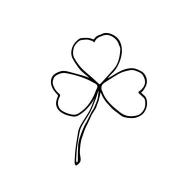 Beyaz arka planda bir Doodle Shamrock. Aziz Patrick Günü için yonca