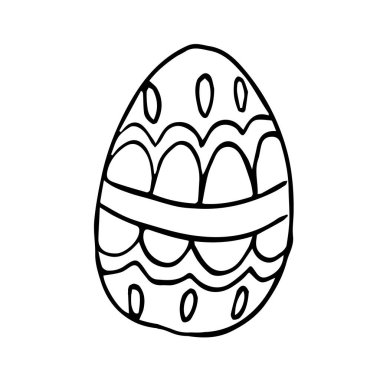 Beyaz arka planda paskalya yumurtası karalaması izole edilmiş. Yumurta ve yumurta kabuğunda farklı süsler.