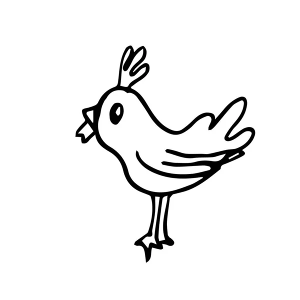 Gallo Doodle Encuentra Lado Sobre Fondo Blanco Aislado Puede Utilizar — Vector de stock