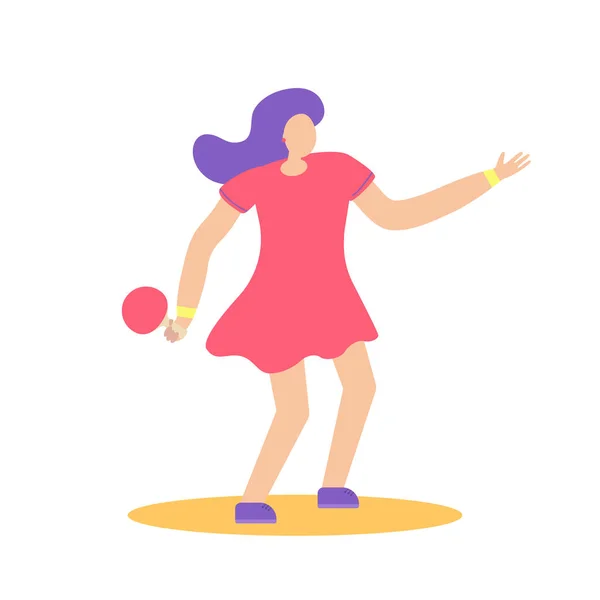 Une Femme Tenue Sport Avec Une Raquette Ping Pong Sur — Image vectorielle