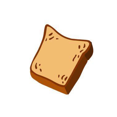 İzole edilmiş beyaz bir zemine bir dilim ekmek ve tereyağı çiz.