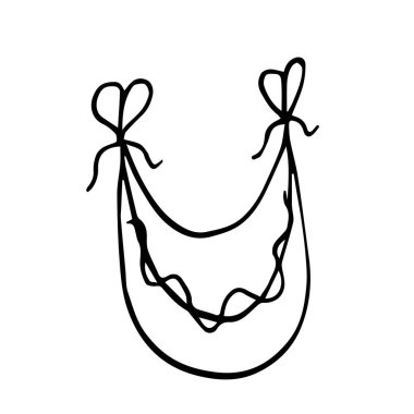 Beyaz bir arka plana bebek önlüğü çizilmiş. Bebek önlüğü tekstil, davetiye ve ambalaj tasarımında kullanılabilir