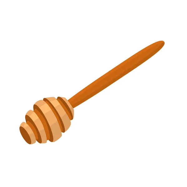 Vector Wooden Honey Dipper Isolated White Background Stock Vector