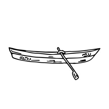 Kürekleri olan tahta bir tekne.