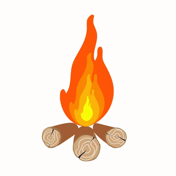 Realistic Campfire White Bon Isolated Fire Burning Wood Vector Natural — Διανυσματικό Αρχείο