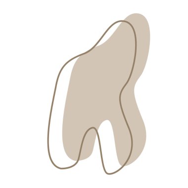  Beyaz arkaplan üzerindeki pastel kahverengi rengin vektör soyut şekli izole edildi. İki elementten oluşur: çizgi ve şeklin kendisi.