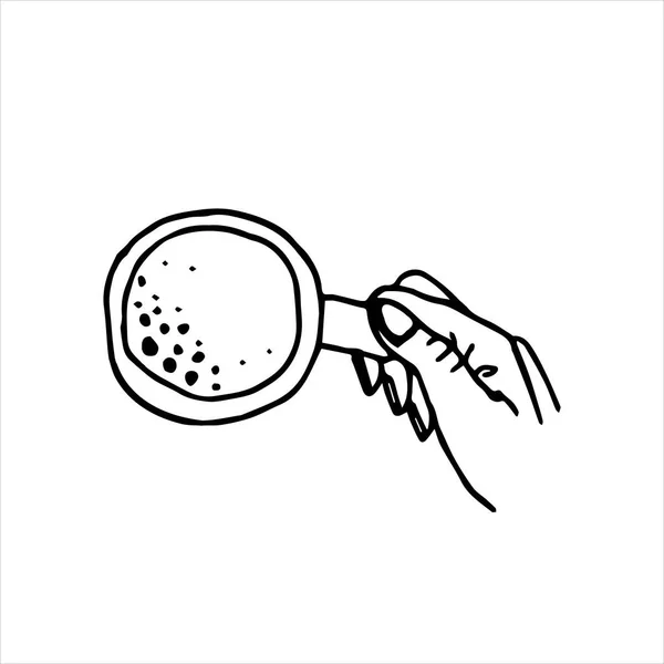 Vector Doodle Φλιτζάνι Καφέ Στο Χέρι Πάνω Όψη — Διανυσματικό Αρχείο