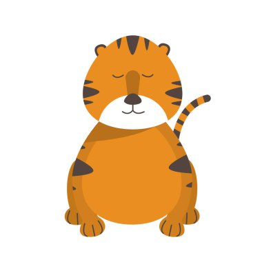 Vektör karikatür kaplanı tam gelişim gösteriyor. 2022 Çin burçlarına göre kaplan yılı.