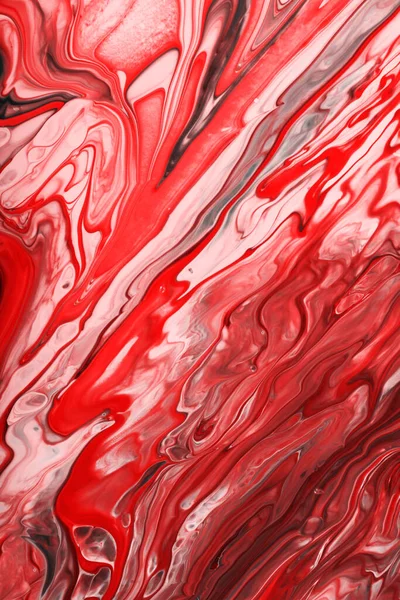 モノクローム赤未来的な背景 混合ネイルポリッシュ コンセプトを構成します 液体ネイルラッカーの美しい汚れ 流体芸術 絵画技術を注ぎます — ストック写真