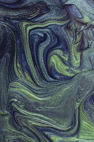 抽象緑と深い青のシマーの背景を構成します。概念を構成します。液体ネイルラッカーの美しい汚れ。. — ストック写真