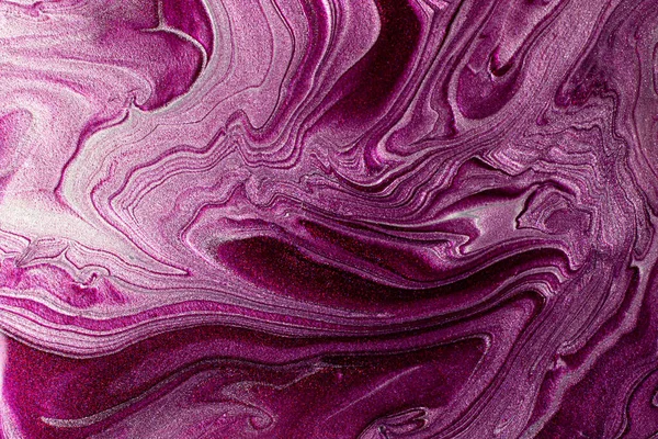 Piękne Błyszczące Purpurowe Srebrne Plamy Płynnego Lakieru Paznokci Stripy Tekstury — Zdjęcie stockowe