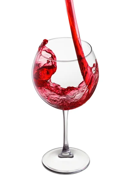 Kırmızı Şarap Mavi Arka Planda Şarap Kadehine Dökülüyor — Stok fotoğraf