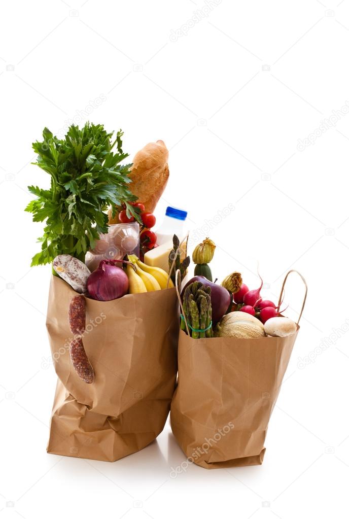 Products in grocery bag.