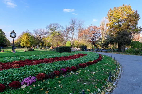 Landschap Met Hoofdingang Met Levendige Groene Gele Planten Groene Lindebomen — Stockfoto