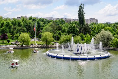 Bükreş, Romanya, 29 Mayıs 2021 - Güneşli bir bahar bahçesinde narin bir beyaz klematis çiçeği, güzel bir açık hava çiçekli arka plan seçici bir odak ile fotoğraflandı