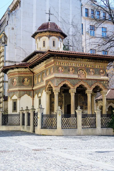 Bucharest Romania March 2021 Main Historical Building Stavropoleos Monastery Church — Stock Photo, Image