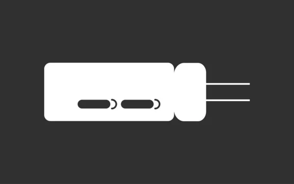 Symbole électrique du vecteur capasitor sur fond noir. Icône de capuchon électrolytique à trou traversant — Image vectorielle