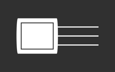 Elektronik transistörler siyah arka planda vektör simgesi. Transistör sembolü illüstrasyonu