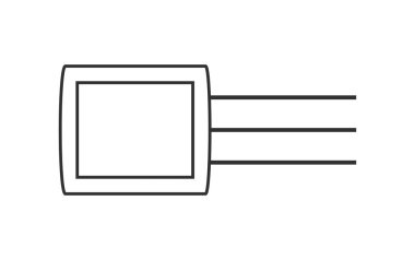 Elektronik transistörler taslak biçiminde vektör simgesi. Transistör sembolü çizimi izole edildi