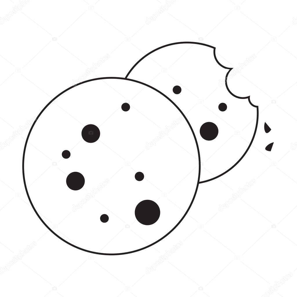 Browser outline cookies icon. Internet bitten cookie vector symbol isolated on white