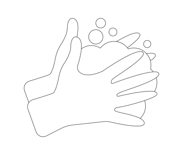Illustration vectorielle des mains lavées. Style de contour lavage à la main icône colorée — Image vectorielle