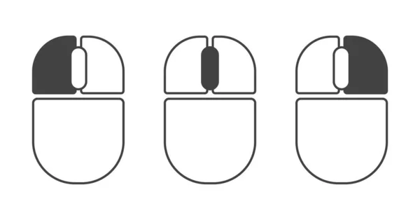 Computer-Maus links und rechts klicken, Scrollrad Umrisse Symbole gesetzt — Stockvektor