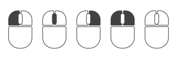 Bouton souris cliquez sur les icônes de contour ensemble — Image vectorielle