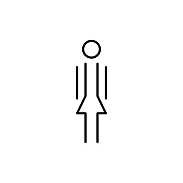 Lineární ikona ženy. Ženské znamení na toaletu. Dívka WC piktogram na koupelnu. Symbol toalety vektoru — Stockový vektor