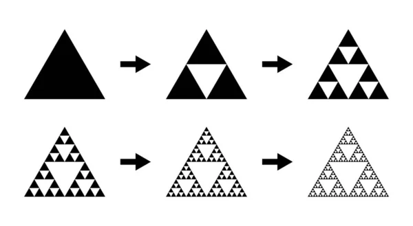 Passos de evolução do triângulo de Sierpinski —  Vetores de Stock