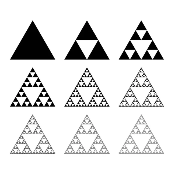 Sierpinski-Dreieck Entwicklungsschritte Stockillustration