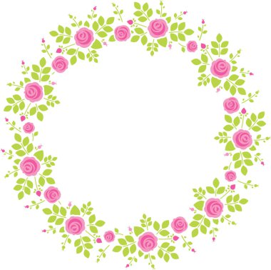 örülmüş pembe güllerin vektör çerçevesi