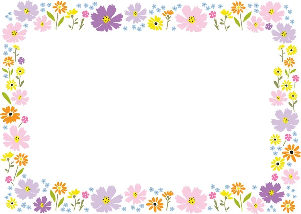 Dekoracyjne Kolor Wektor Ramki Piękne Letnie Kwiaty — Wektor stockowy