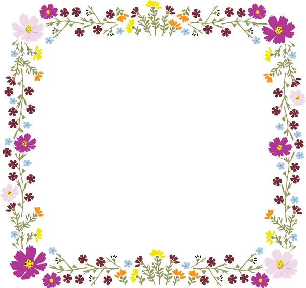 Decorative Color Vector Frame Summer Flowers — Stock Vector